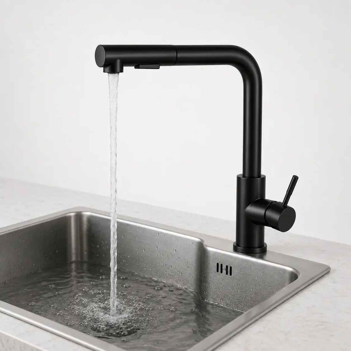 Robinet Cuisine Douchette Design - Lumen - Noir mat
