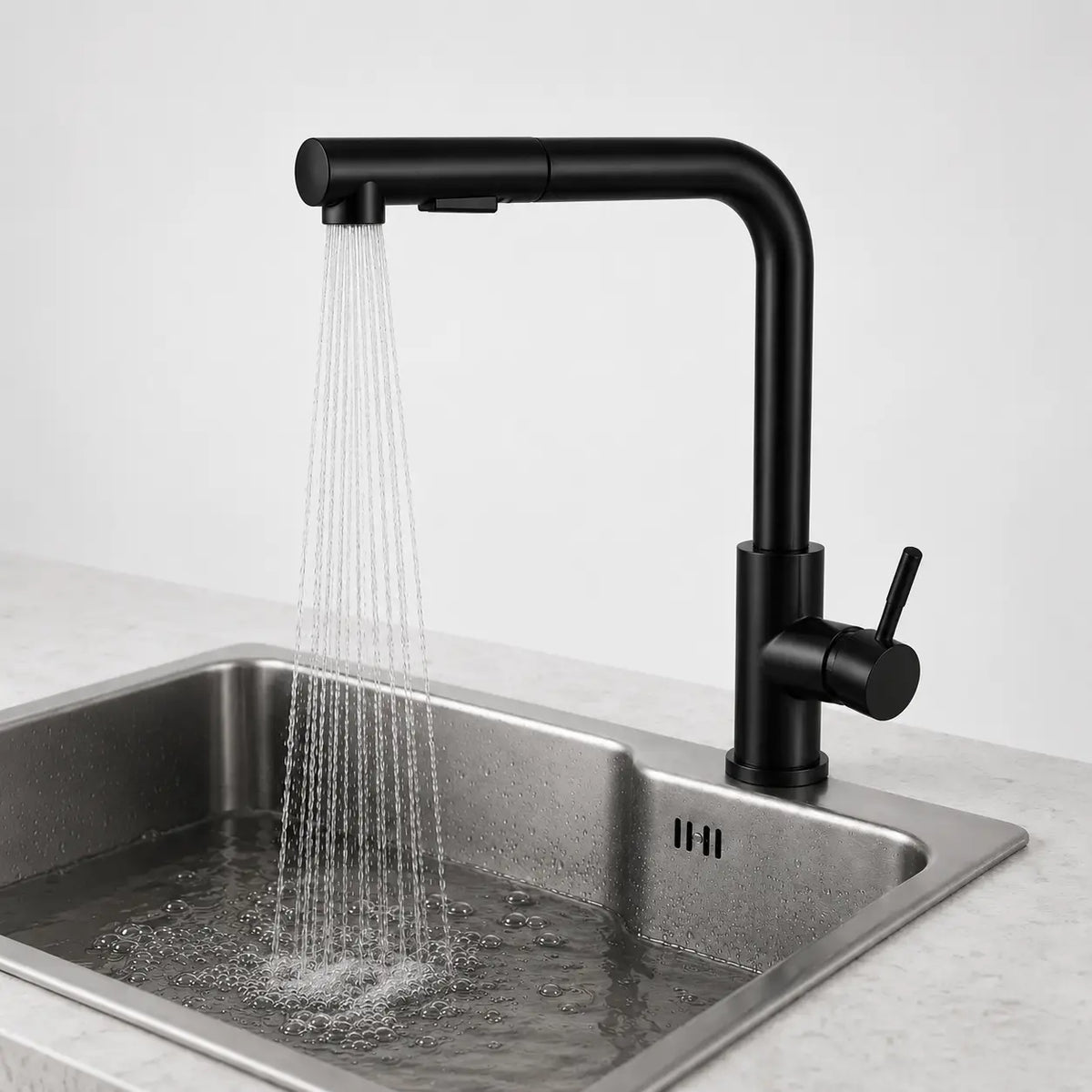 Robinet Cuisine Douchette Design - Lumen - Noir mat