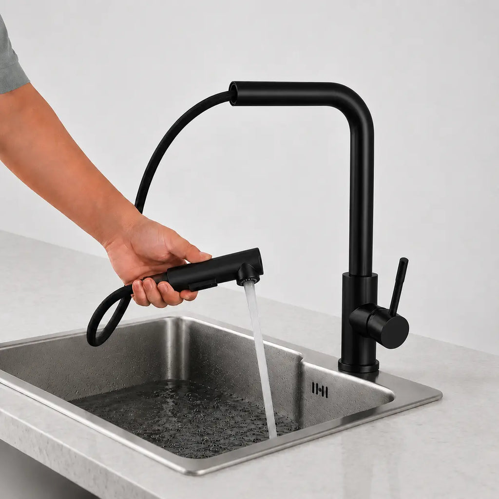 Robinet Cuisine Douchette Design - Lumen - Noir mat