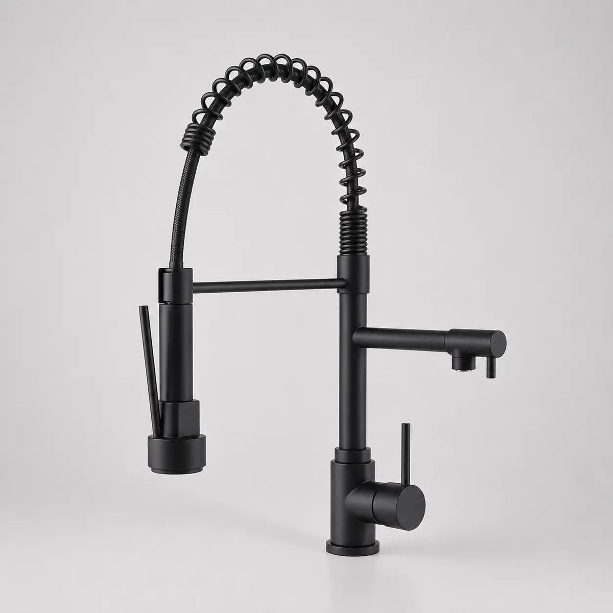  Robinet de cuisine noir mat avec douchette extractible, ressort flexible et design moderne industriel