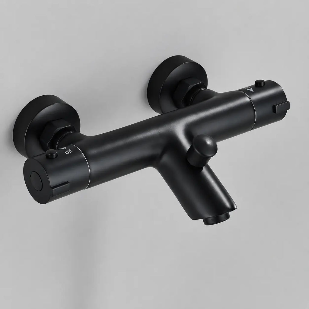Mitigeur thermostatique noir mat mural avec contrôle précis de température pour douche moderne