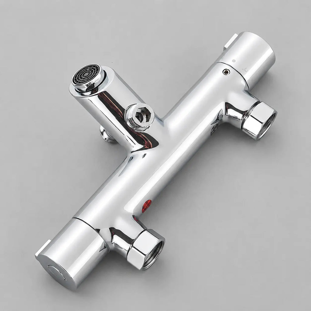 Mitigeur thermostatique chromé Thermivo avec raccords muraux et contrôle précis pour douche moderne
