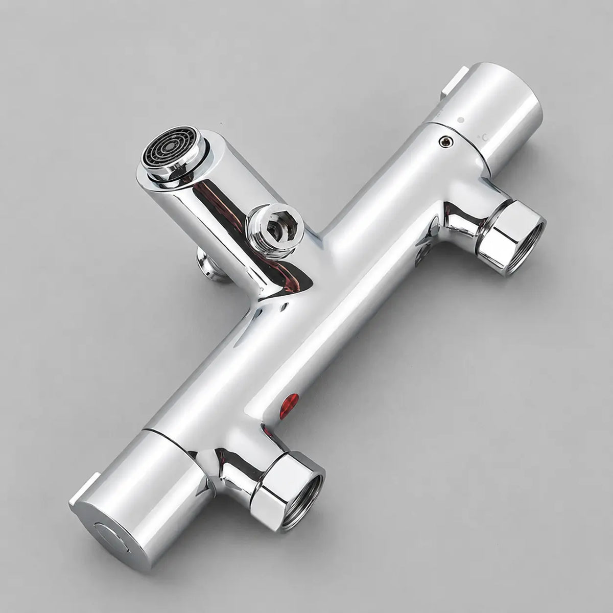 Mitigeur thermostatique chromé Thermivo avec raccords muraux et contrôle précis pour douche moderne