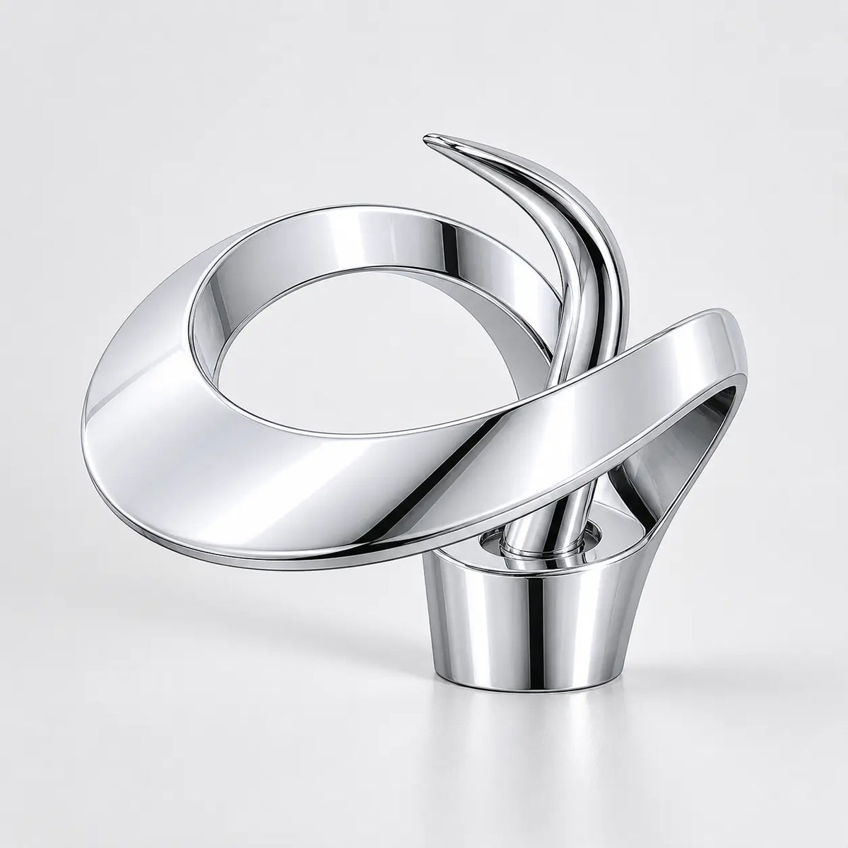 Mitigeur de lavabo chromé en laiton au design spiralé avec bec effet cascade, pour salle de bain moderne